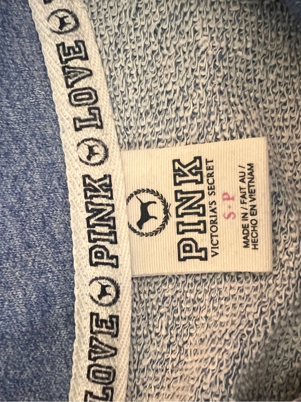 Victoria's Secret PINK 2012 Heather Blue Logo Trim Pullover - Picture 2 of 5